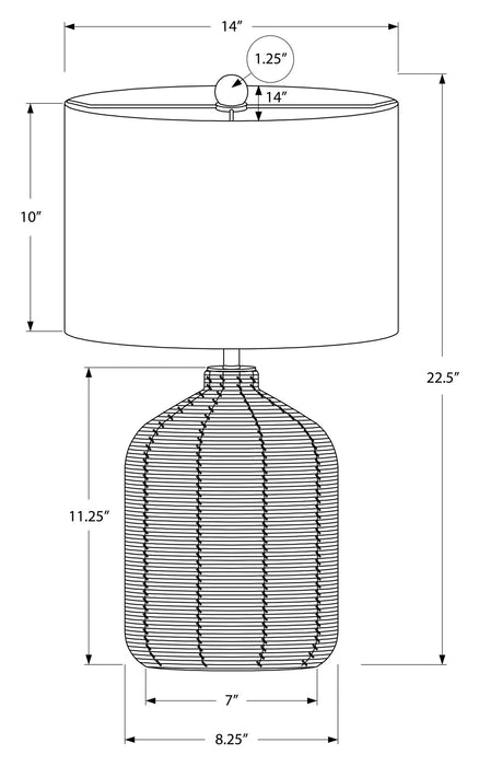 Lampe de table de 23 po en rotin brun
