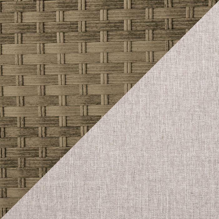 Ensemble de conversation à toit Montego 6 pièces pour la terrasse à l’extérieur avec sofa muni d’un toit, 2 fauteuils sans accoudoirs, pouf et table à café et table de bout avec dessus en verre - osier en résine tressé à la main, résistant aux rayons UV et aux intempéries - naturel et beige