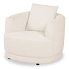 Fauteuil arrondi Moon de 35,8 po en tissu avec coussin décoratif - blanc amande laineux