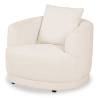  Fauteuil arrondi Moon de 35,8 po en tissu avec coussin décoratif - blanc amande laineux