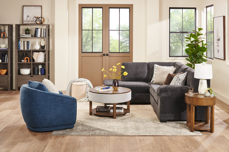 Sofa sectionnel de gauche Morgan 2 pièces fabriqué au Canada en tissu de chenille avec coussins décoratifs - gris