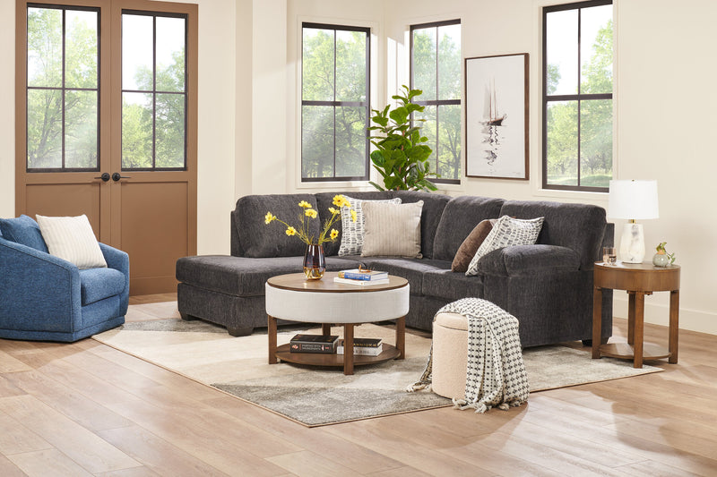 Sofa sectionnel de gauche Morgan 2 pièces fabriqué au Canada en tissu de chenille avec coussins décoratifs - gris