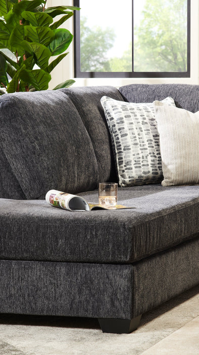 Sofa sectionnel de gauche Morgan 2 pièces fabriqué au Canada en tissu de chenille avec coussins décoratifs - gris