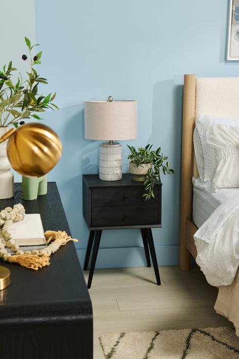 Table de nuit Mori de 18 po (l) x 25,75 po (H) à 2 tiroirs - noire