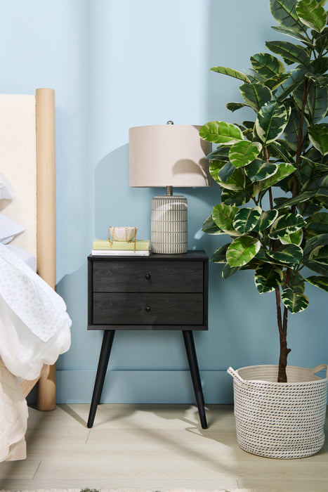 Table de nuit Mori de 18 po (l) x 25,75 po (H) à 2 tiroirs - noire