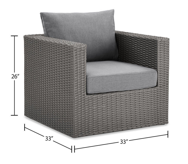 Ensemble Morris 5 pièces pour la terrasse à l’extérieur avec 3 fauteuils sans accoudoirs - gris