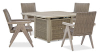  Ensemble Muskoka 5 pièces pour la terrasse à l’extérieur avec foyer-table et 4 chaises - 50 000 BTU, osier en résine - beige