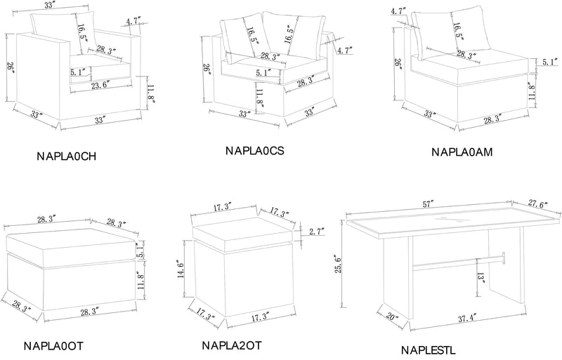 Fauteuil en coin Naples pour la terrasse à l’extérieur - osier en résine tressé à la main, résistant aux rayons UV et aux intempéries - naturel et gris
