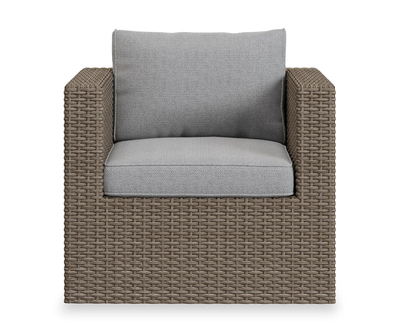 Ensemble Naples 10 pièces pour la terrasse à l’extérieur avec 3 fauteuils en coin, 2 fauteuils sans accoudoirs, fauteuil, grand pouf, 2 petits poufs et table de hauteur standard - osier en résine tressé à la main, résistant aux rayons UV et aux intempéries - naturel et gris