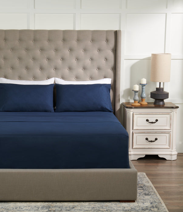 Ensemble de draps Ultra Advanced MasterguardMD 4 pièces pour lit double - bleu marine