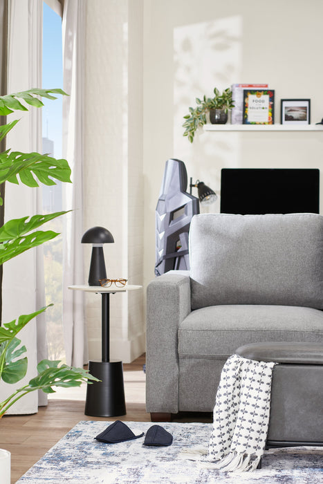 Table d’appoint Nevan de 14 po avec dessus en pierre frittée blanc - noir