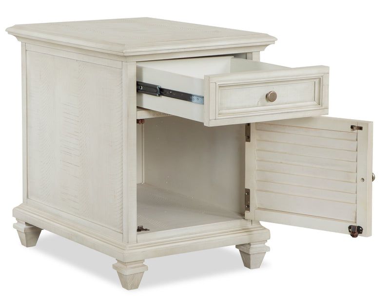 Table de fauteuil traditionnelle Newman de 18 po avec rangement - pin blanc albâtre