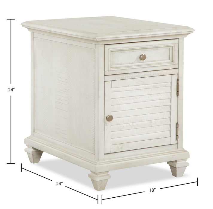 Table de fauteuil traditionnelle Newman de 18 po avec rangement - pin blanc albâtre