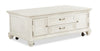 Table à café traditionnelle Newman de 50 po avec dessus relevable, rangement et roulettes - pin blanc albâtre