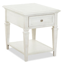 Table de bout traditionnelle Newman de 20 po avec rangement et tablette - pin blanc albâtre