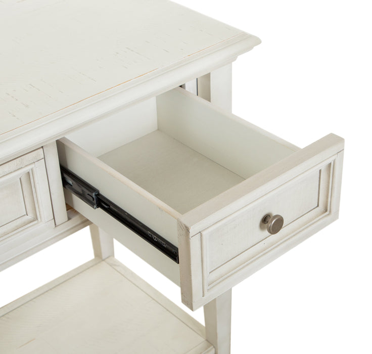 Table de salon traditionnelle Newman de 50 po avec rangement et tablette - pin blanc albâtre