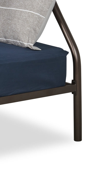 Lits superposés Noah en métal pour enfants avec échelle et garde-corps, bronze foncé - simple et double