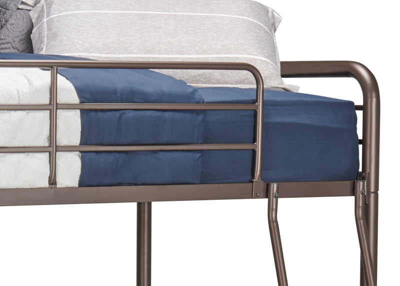 Lits superposés Noah en métal pour enfants avec échelle et garde-corps, bronze foncé - simple et simple