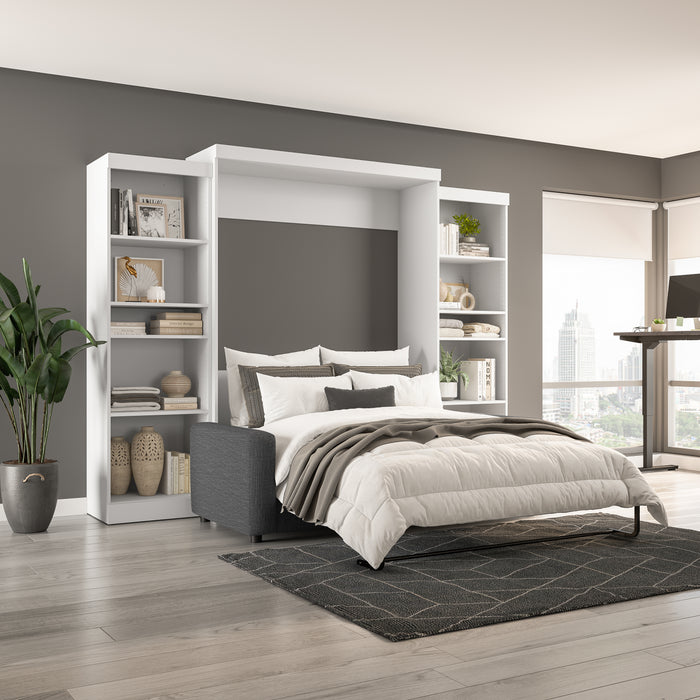 Grand lit escamotable Pur de Bestar avec 10 tablettes et sofa - blanc