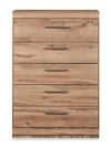 Commode verticale de chambre à coucher Oakley de 31 po (L) x 45 po (H) à 5 tiroirs, fabriquée au Canada - naturelle