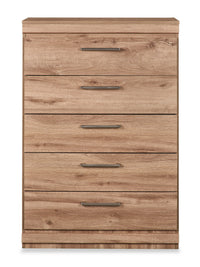 Commode verticale de chambre à coucher Oakley de 31 po (L) x 45 po (H) à 5 tiroirs, fabriquée au Canada - naturelle