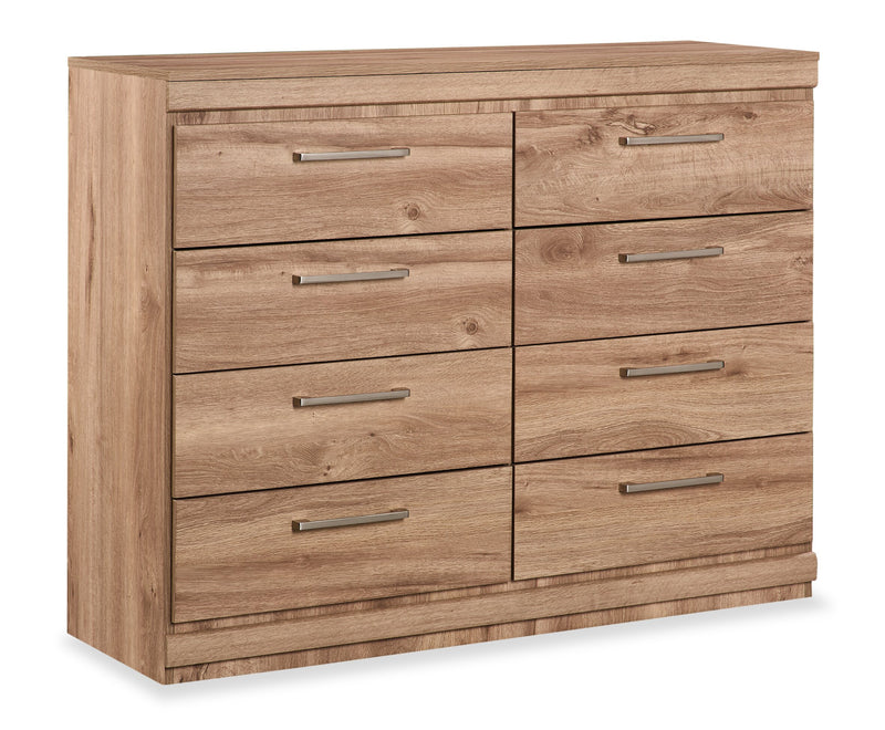 Commode de chambre à coucher Oakley de 49 po (L) x 37 po (H) à 8 tiroirs, fabriquée au Canada - naturelle