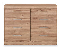  Commode de chambre à coucher Oakley de 49 po (L) x 37 po (H) à 8 tiroirs, fabriquée au Canada - naturelle