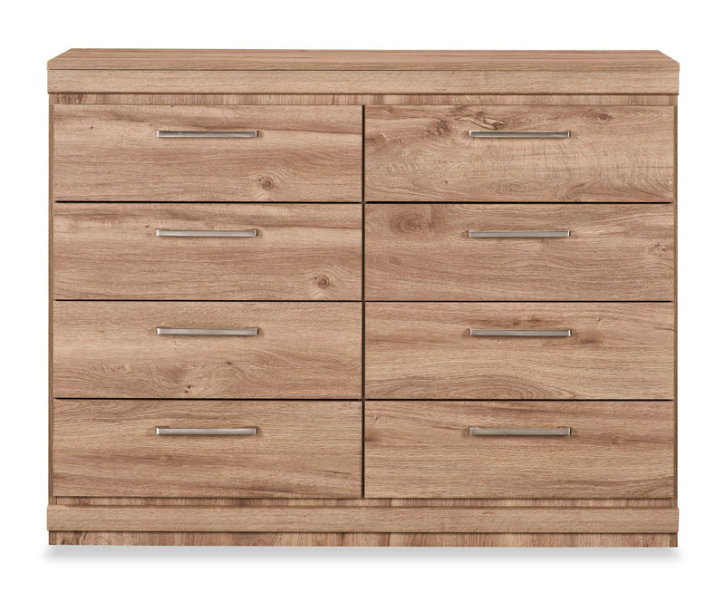 Commode de chambre à coucher Oakley de 49 po (L) x 37 po (H) à 8 tiroirs, fabriquée au Canada - naturelle