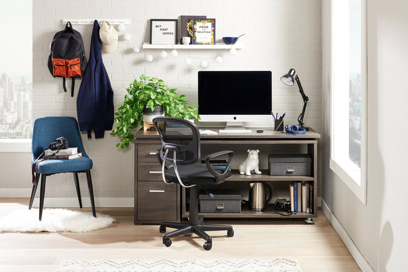 Bureau en coin pliable Oliver de 60 po avec rangement et ports USB - gris