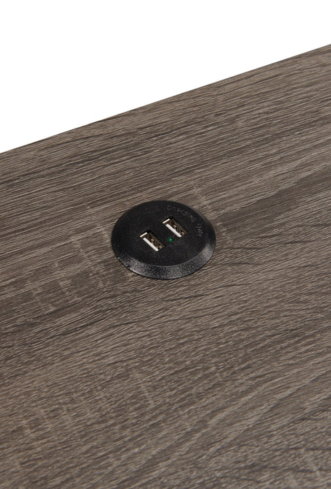 Bureau en coin pliable Oliver de 60 po avec rangement et ports USB - gris