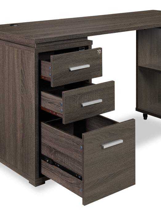 Bureau en coin pliable Oliver de 60 po avec rangement et ports USB - gris