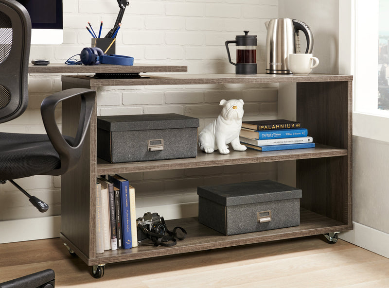 Bureau en coin pliable Oliver de 60 po avec rangement et ports USB - gris