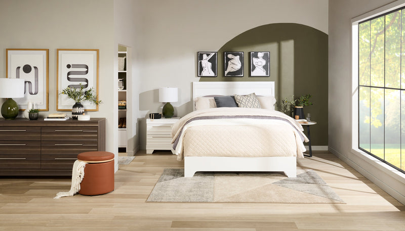 Commode Olivia de 61,3 po (L) x 32,8 po (H) à 6 tiroirs pour la chambre à coucher, fabriquée au Canada - grise