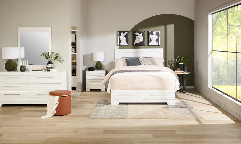 Table de nuit Olivia de 23,5 po (L) x 25,2 po (H) à 2 tiroirs, fabriquée au Canada - blanche