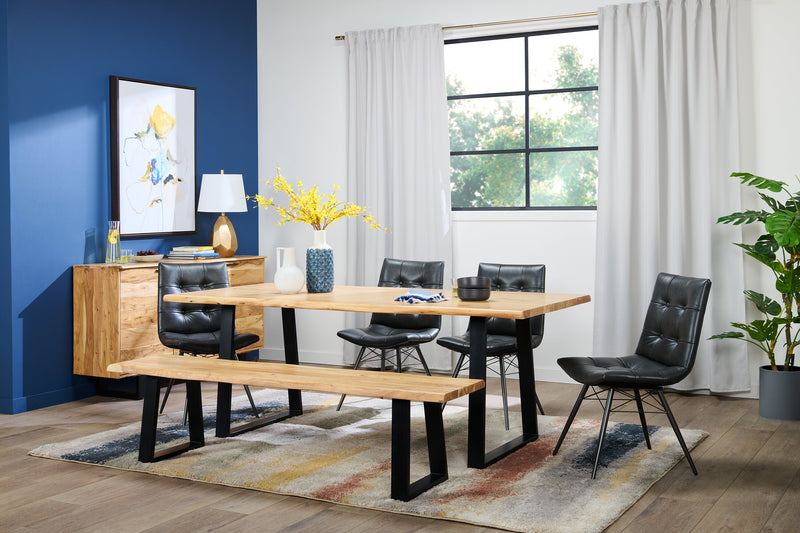 Banc de salle à manger Oskar de 70 po (L) en acacia et métal - naturel et noir