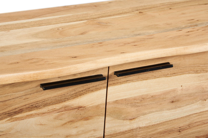 Desserte de salle à manger Oskar de 60 po (L) en acacia et métal avec rangement - naturelle et noire