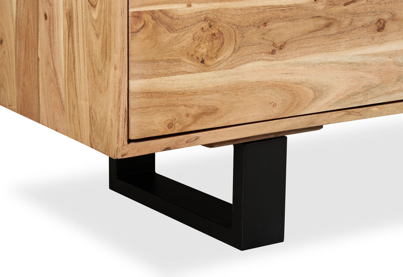 Desserte de salle à manger Oskar de 60 po (L) en acacia et métal avec rangement - naturelle et noire