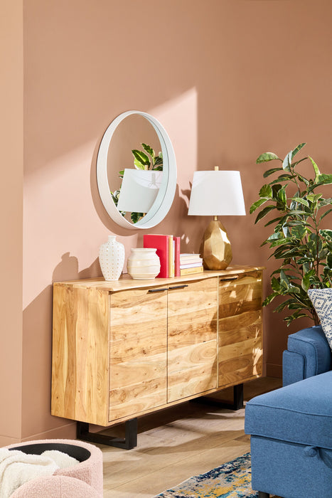 Desserte de salle à manger Oskar de 60 po (L) en acacia et métal avec rangement - naturelle et noire