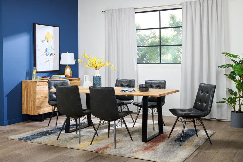 Desserte de salle à manger Oskar de 60 po (L) en acacia et métal avec rangement - naturelle et noire