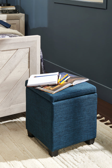 Pouf de rangement carré Ottawa de 14,75 po en tissu - bleu marine