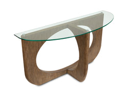 Table de salon Kerwin de 52 po avec dessus en verre - amande