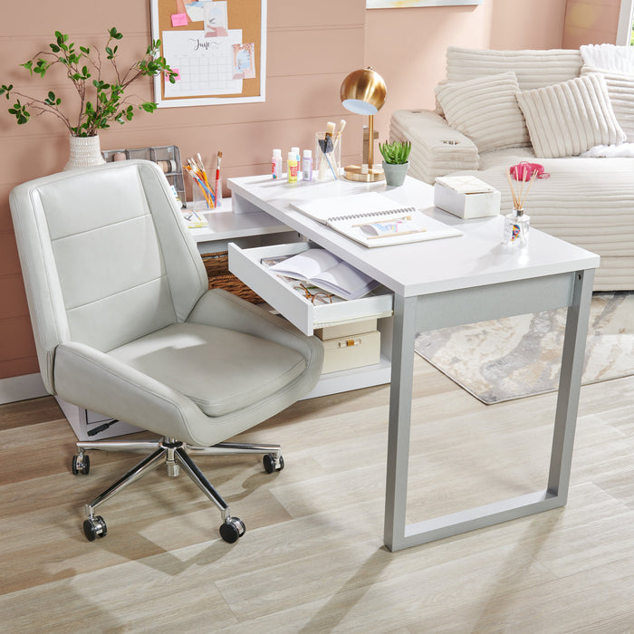 Bureau en coin réversible Owen de 55 po à 4 tiroirs et compartiments - blanc