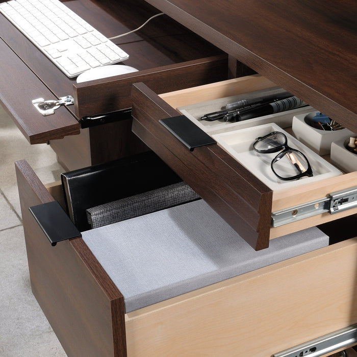 Bureau bahut Palo Alto de 59,13 po de qualité commerciale à 6 tiroirs - acajou