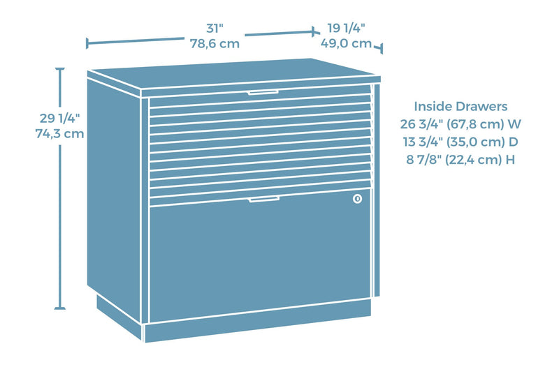 Classeur latéral Palo Alto de 30,95 po de qualité commerciale à 2 tiroirs - acajou