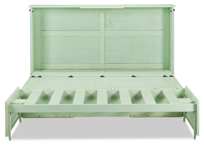 Armoire-lit Parker avec matelas en mousse à mémoire de forme, écume de mer - format grand lit
