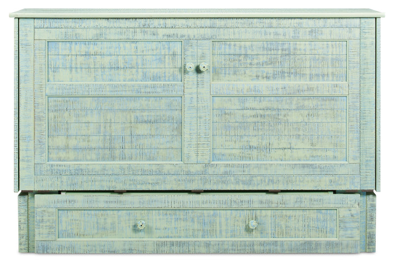 Armoire-lit Parker avec matelas en mousse à mémoire de forme, écume de mer - format grand lit