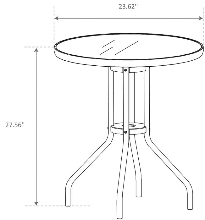 Table bistro Paris pour la terrasse à l’extérieur - dessus de table rond en verre, armature en acier doté d’un revêtement en poudre - noire
