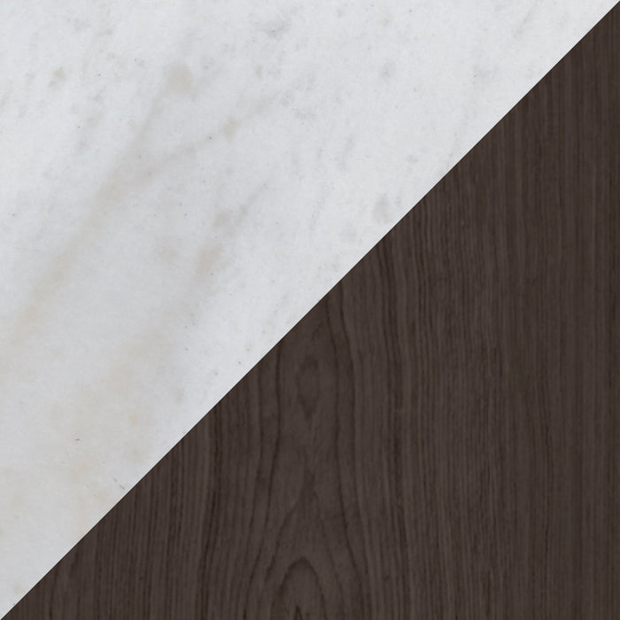 Table de fauteuil moderne Paradox de 16 po avec tablette - dessus en marbre blanc avec armature platine brossé