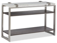 Table de salon moderne Paradox de 48 po avec tablette - dessus en marbre blanc avec armature platine brossé