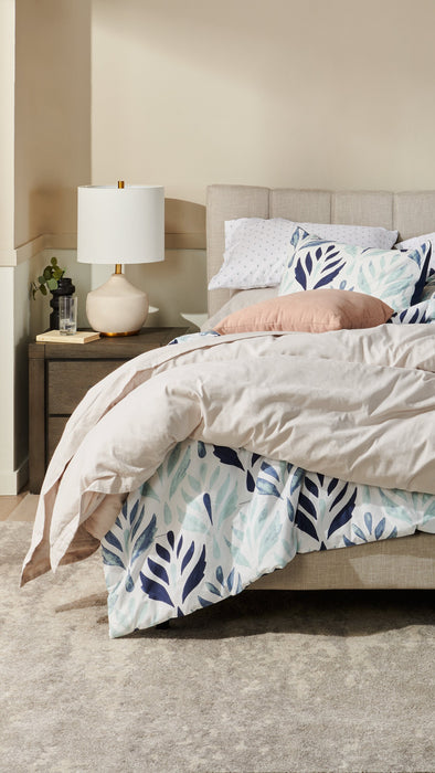 Lit plateforme rembourré Paseo en tissu taupe - format grand lit